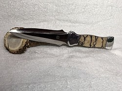 #516 - Nolen Gentleman Double Edge Dager.  Made with 440c.  Handle material is brain coral with nickel silver bolster and buttcap.  Made by RD Nolen.  $550.00